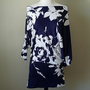 blue and white dress